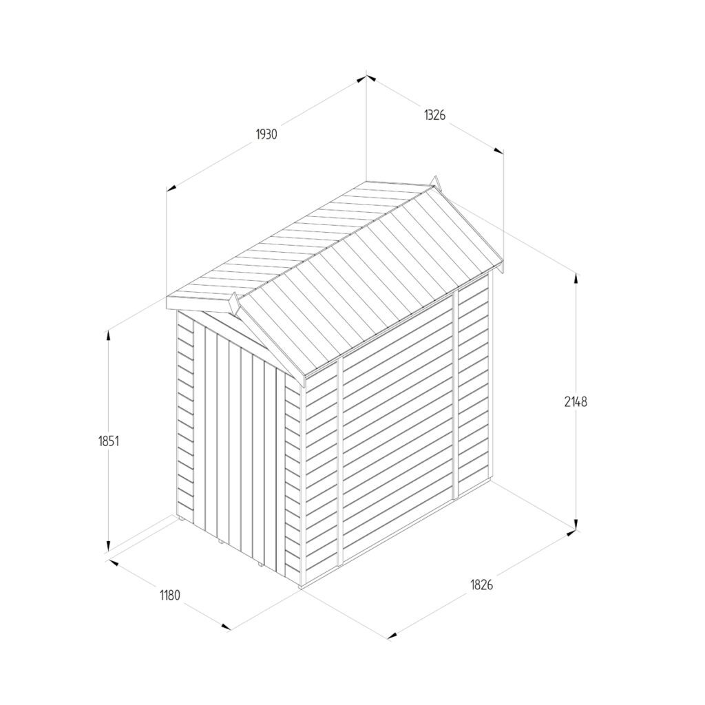 Timberdale 6×4 Apex Shed No Window with Installation 5013053195987 2
